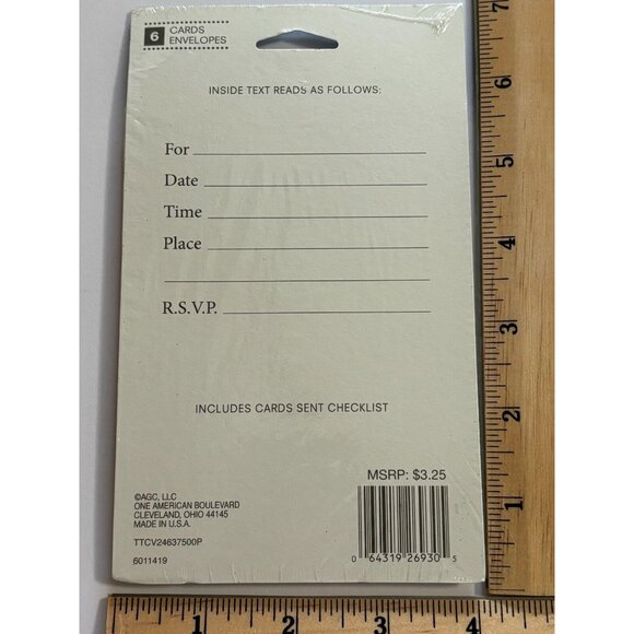 Join Us! Party Invitation 6 Cards W Envelope Silver Glitter Chevron Any Occasion - Picture 3 of 3